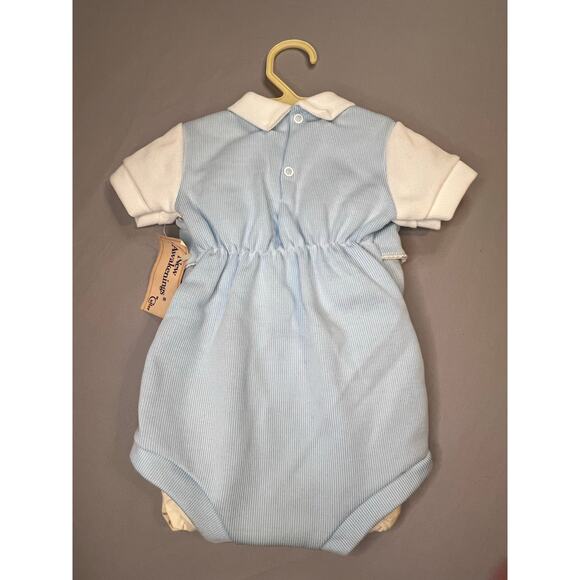 VTG New Awakenings by Cutler Baby Romper 9M Blue White USA NWT - Picture 6 of 9